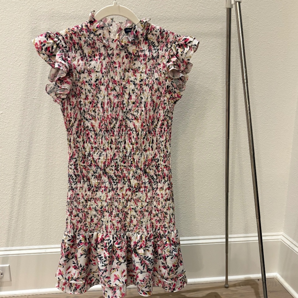 FRENCH CONNECTION VERONA FLORAL SMOCK RUFFLE DRESS- XS
